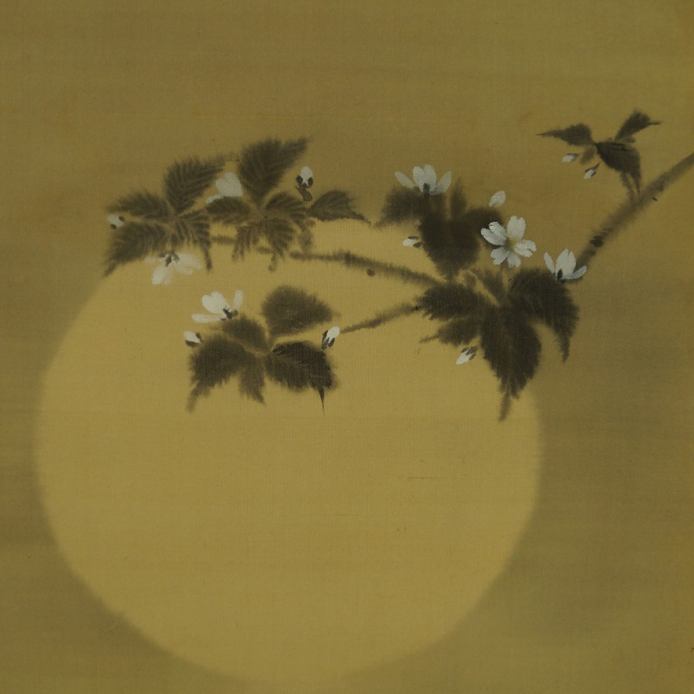 Blüten im Mondlicht - Japanisches Rollbild (Kakejiku, Kakemono)