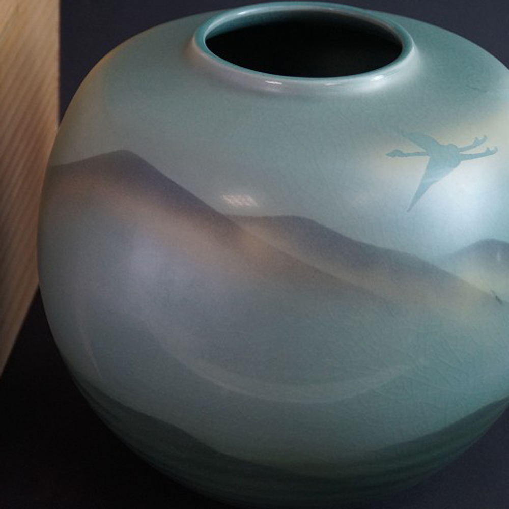 Kutani Vase von Kosho Motiv Nahaufnahme Vorschau