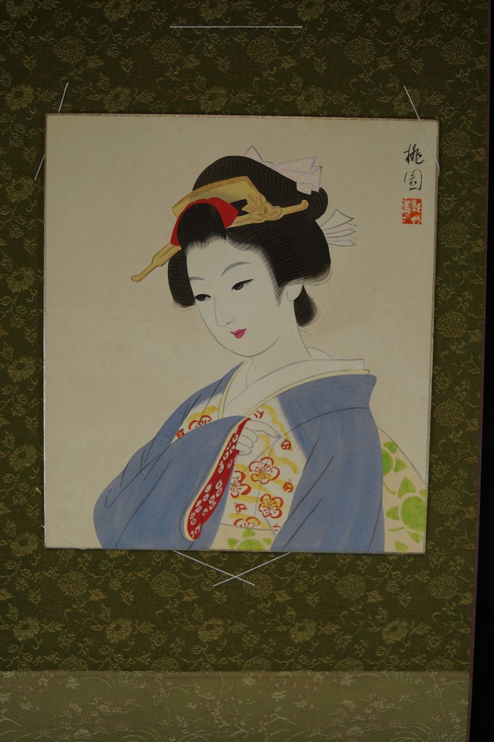 Shikishi Schoenheit im Kimono Shikishi in Einfassung