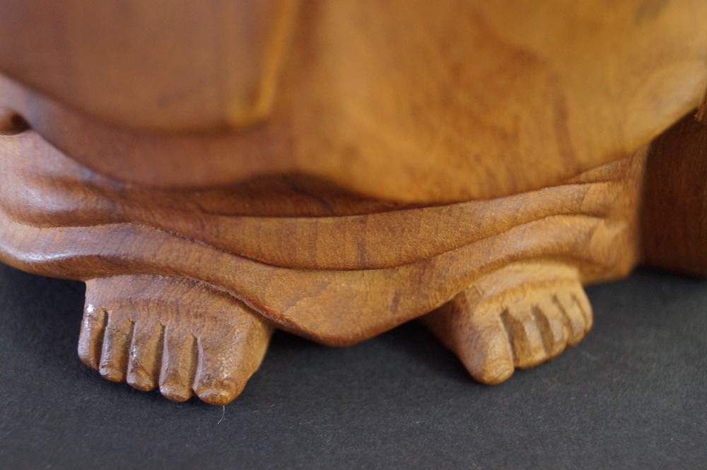 Bodhidharma Wooden Figure Feet Close-Up