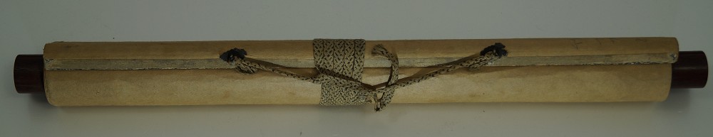 Bamboo hanging scroll rolled up