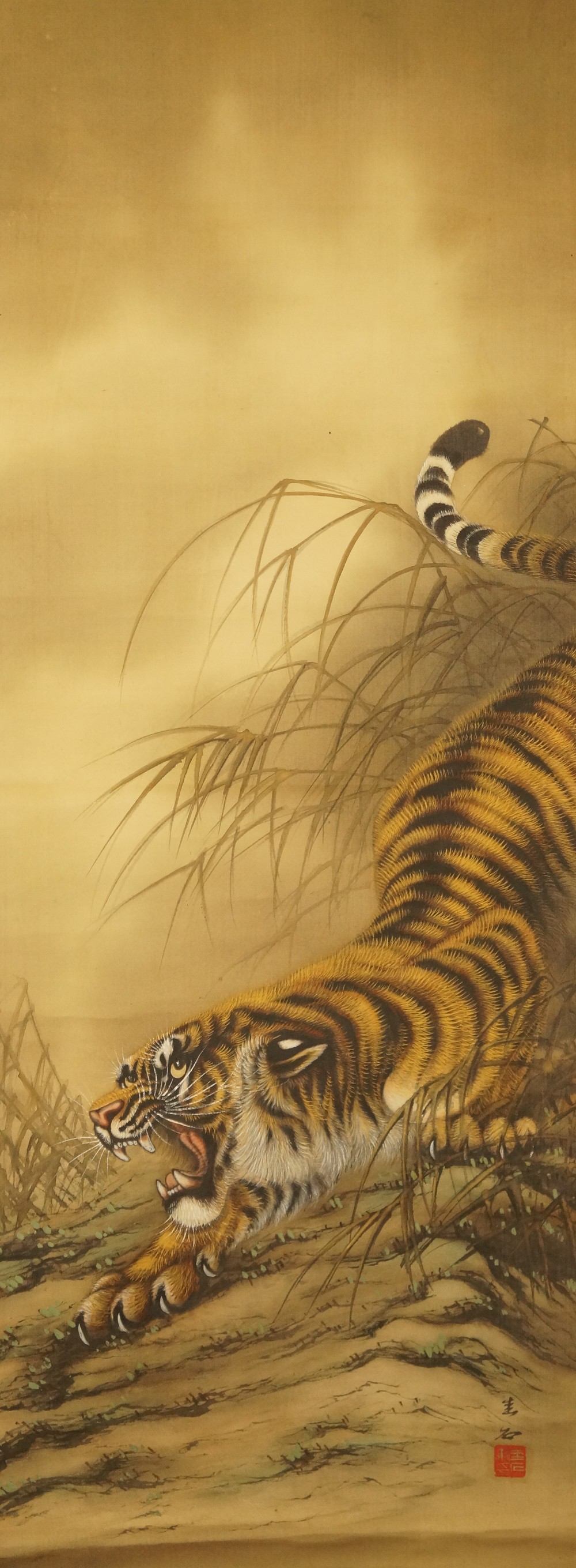 Tiger Hanging Scroll Full Motif Without Mounting