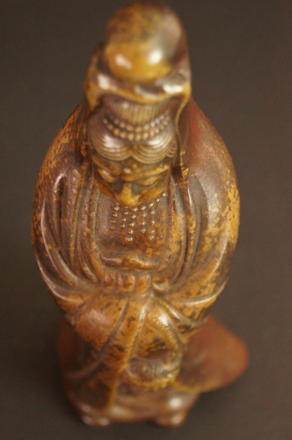 Kannon Figure Made of Bizen Ware by Shibaoka Tsukuru View from Above Top View