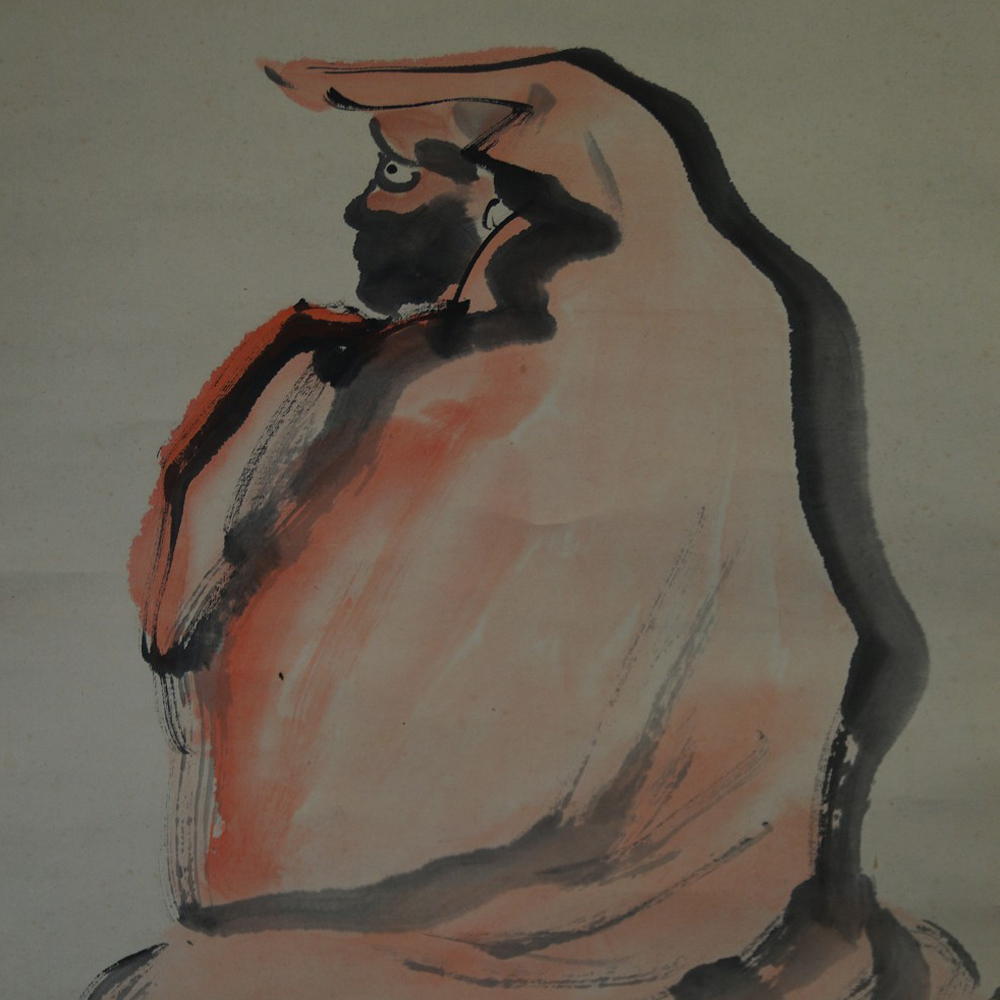 Bodhidharma Daruma Seated Figure in Profile Motif Close-Up Preview