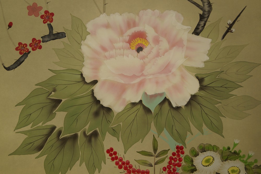 Peony Kakemono Peony Motif Close-Up 1
