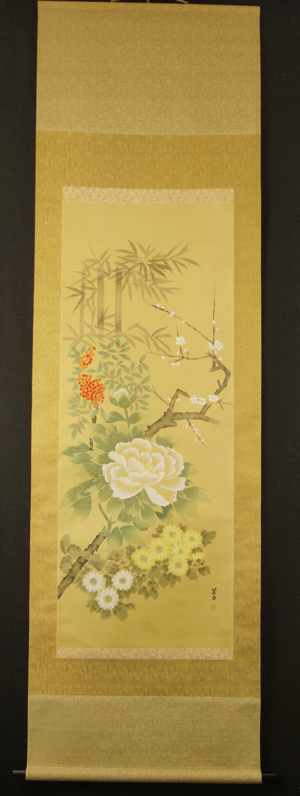 Flowers hanging scroll full view