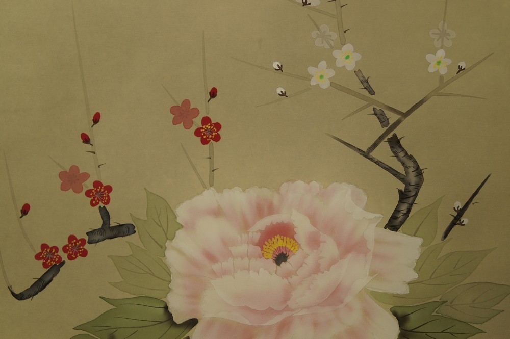 Peony Kakemono Plum Blossom Motif Close-Up 2