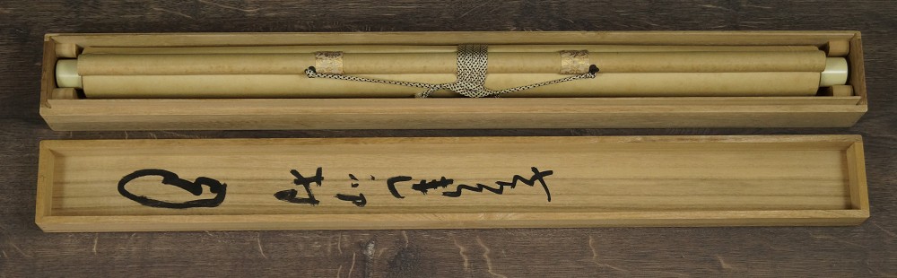 Rolled-Up Kakemono in the Storage Box with Plastic Jikusaki