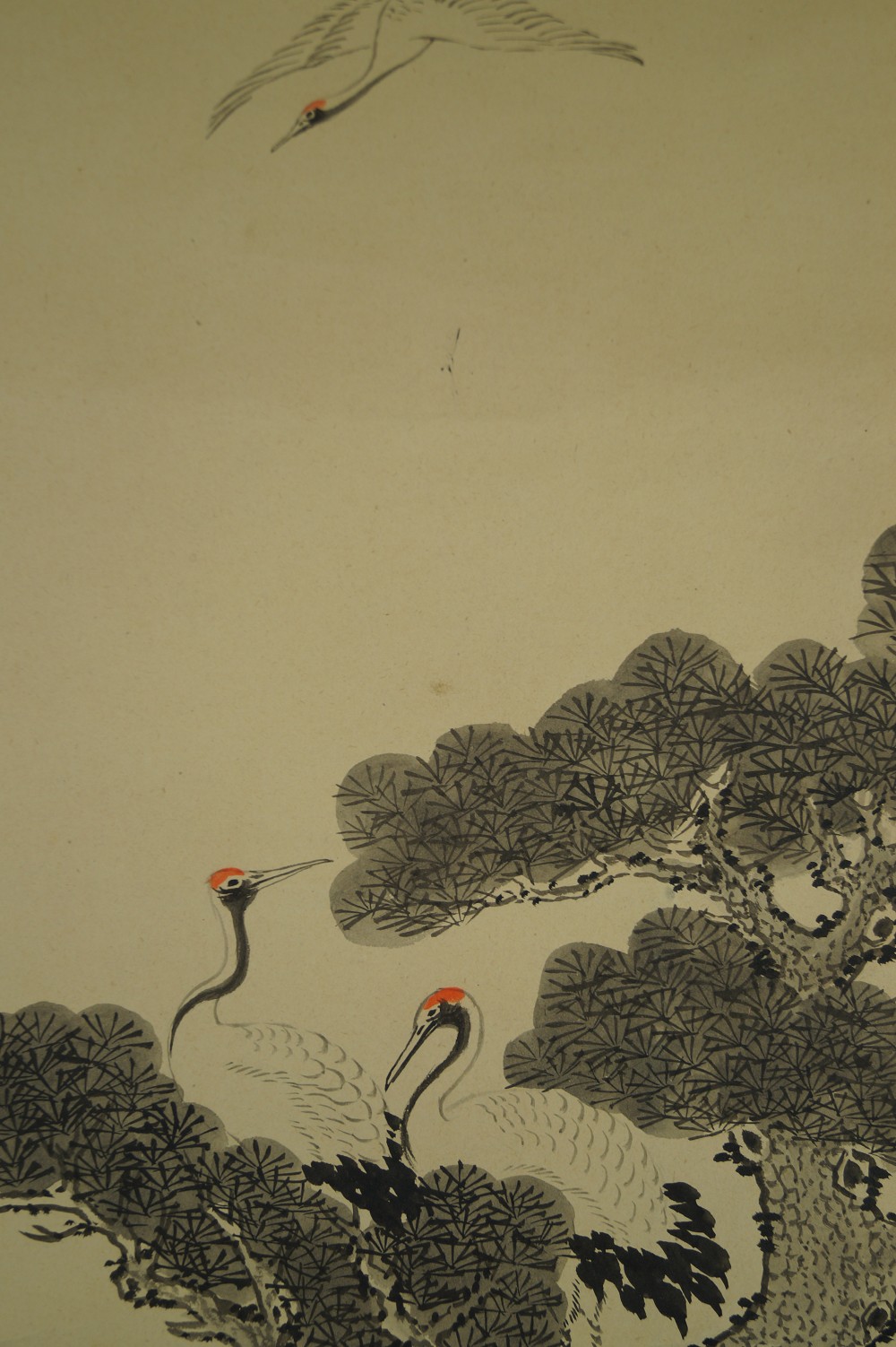 Takasago legend hanging scroll crane motif close-up 2