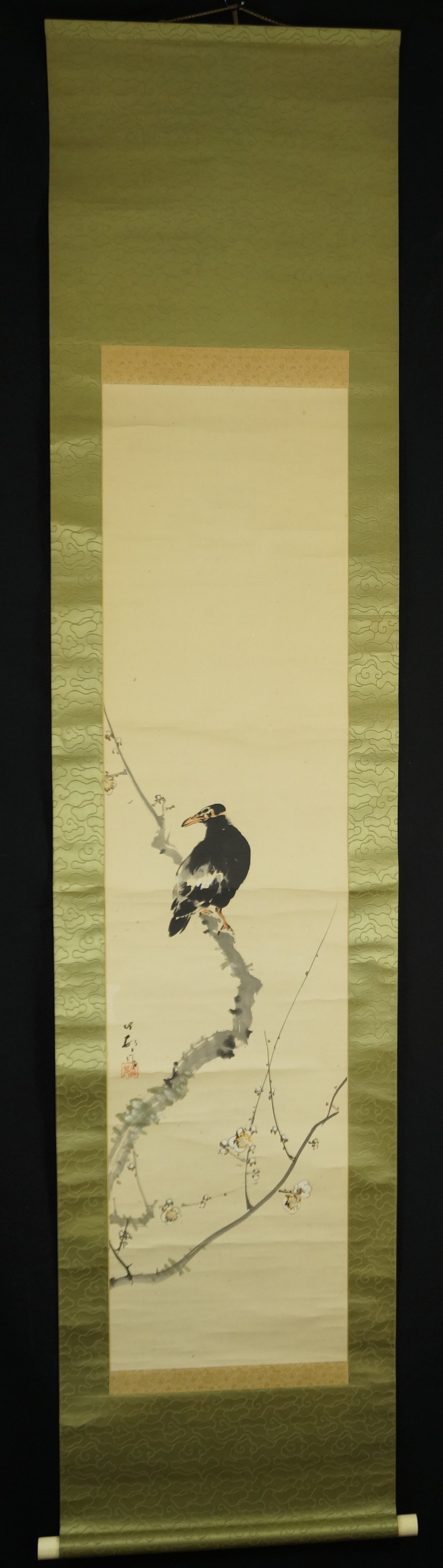 Crow on a Plum Branch Full View Hanging Scroll