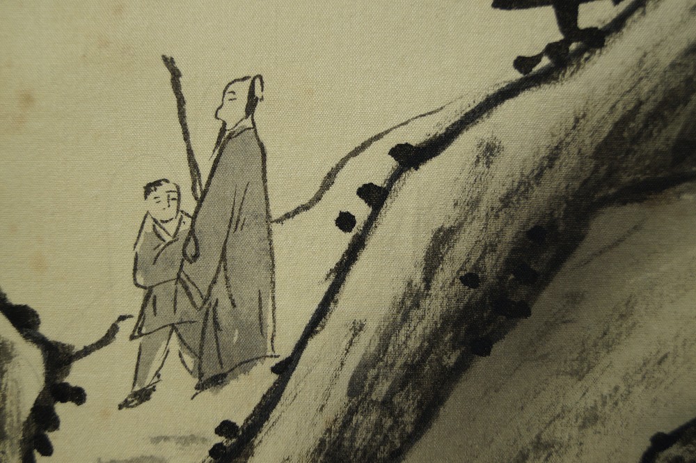Landschaft Rollbild Figuren-Motiv Nahaufnahme