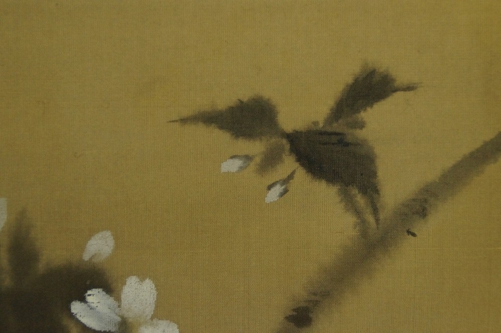 Blueten im Mondlicht von Toyohiko Okamoto Vogel-Motiv Nahaufnahme