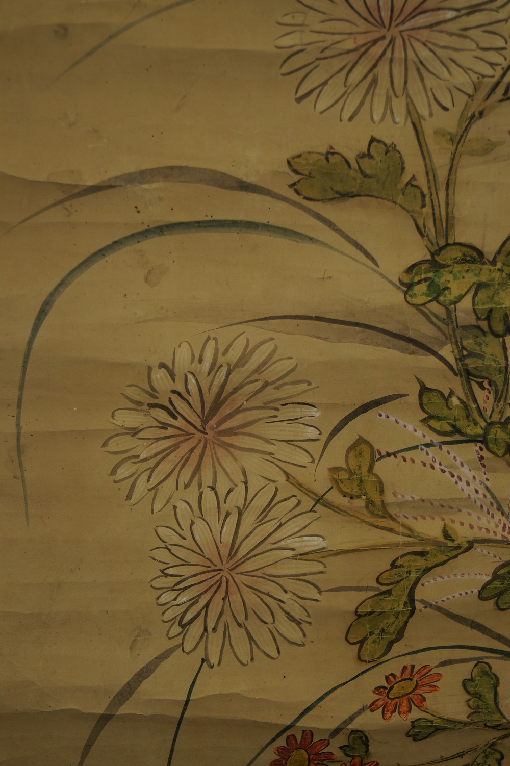 Japanese Hanging Scroll Chrysanthemums Motif Close-Up 4