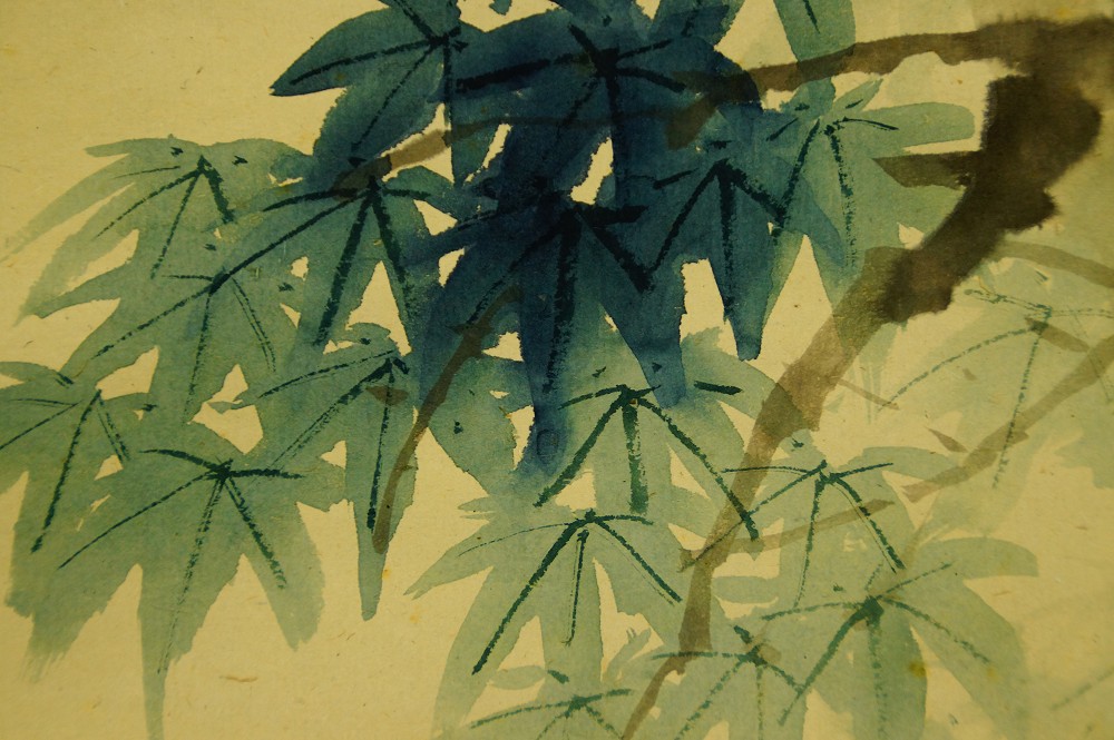 Sparrow on Bamboo Branches Hanging Scroll by Matsuura Shodo Bamboo Motif Close-Up 3