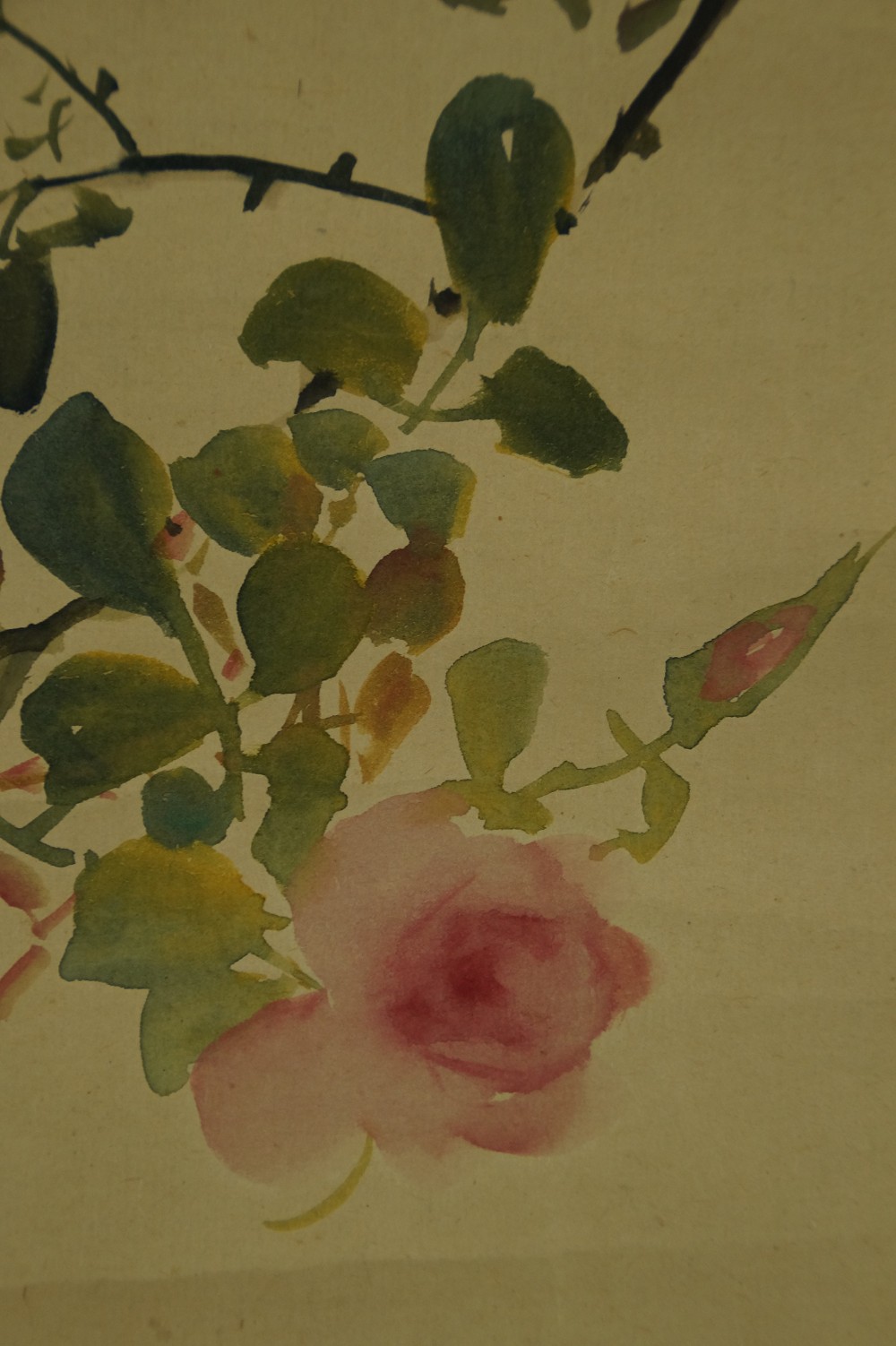 Bird on a Rose Branch Rose Motif Close-Up 2