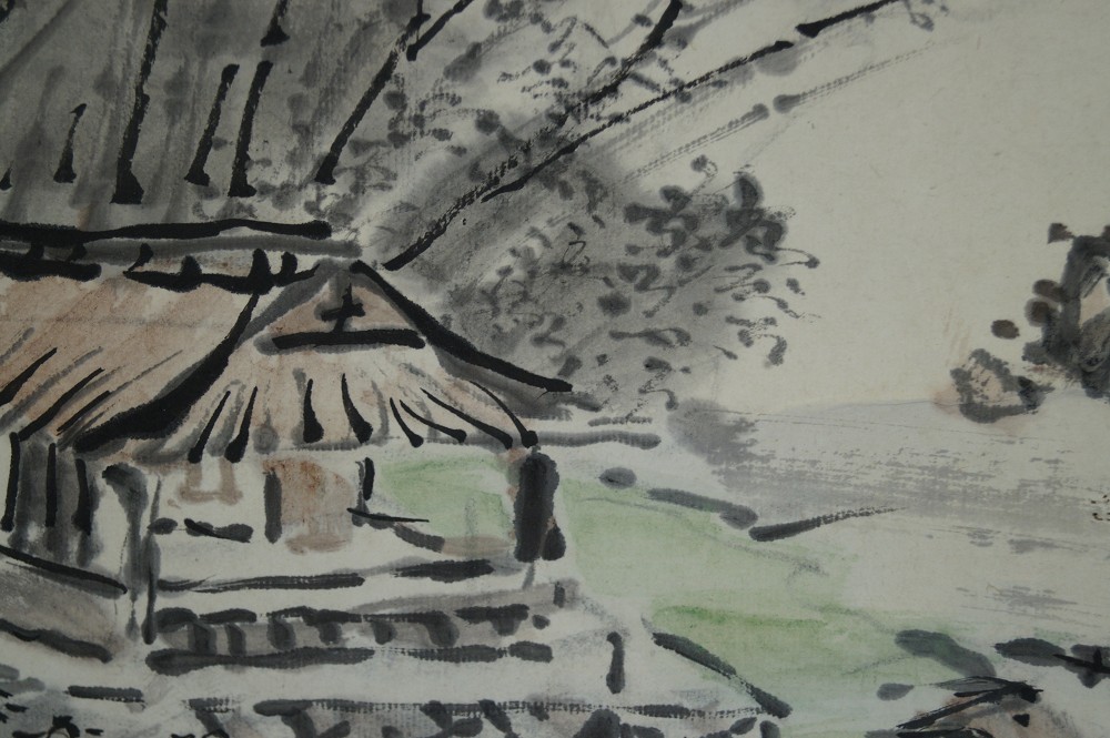 Landschaft Rollbild Haus-Motiv Nahaufnahme 2