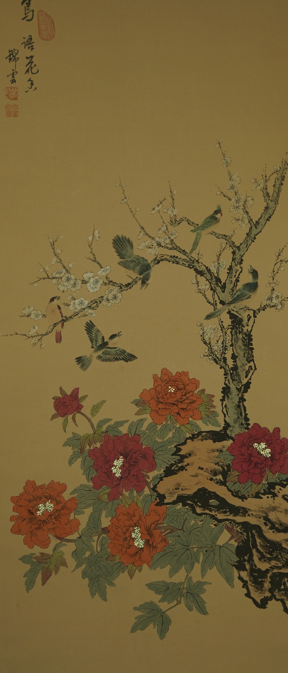 Kakemono Peonies and Cherry Blossoms Full Motif without Framing