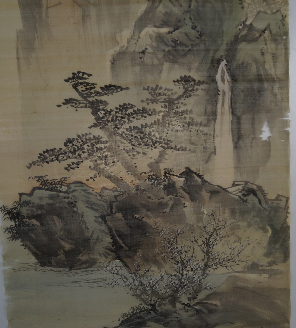 Landschaft Kiefer und Wasserfall Nahaufnahme