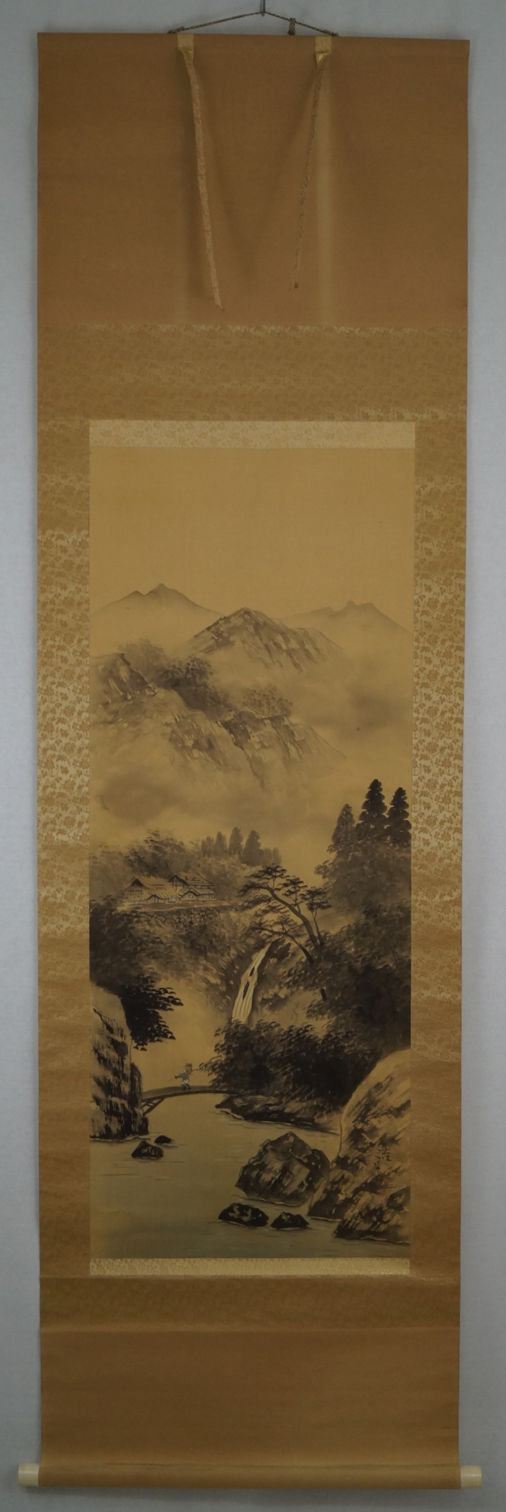 Fluss und Berge Kakemono Gesamtansicht Rollbild
