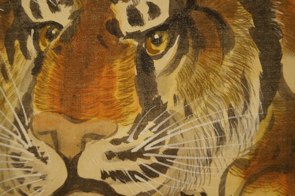 Tiger hanging scroll brushwork close-up 1