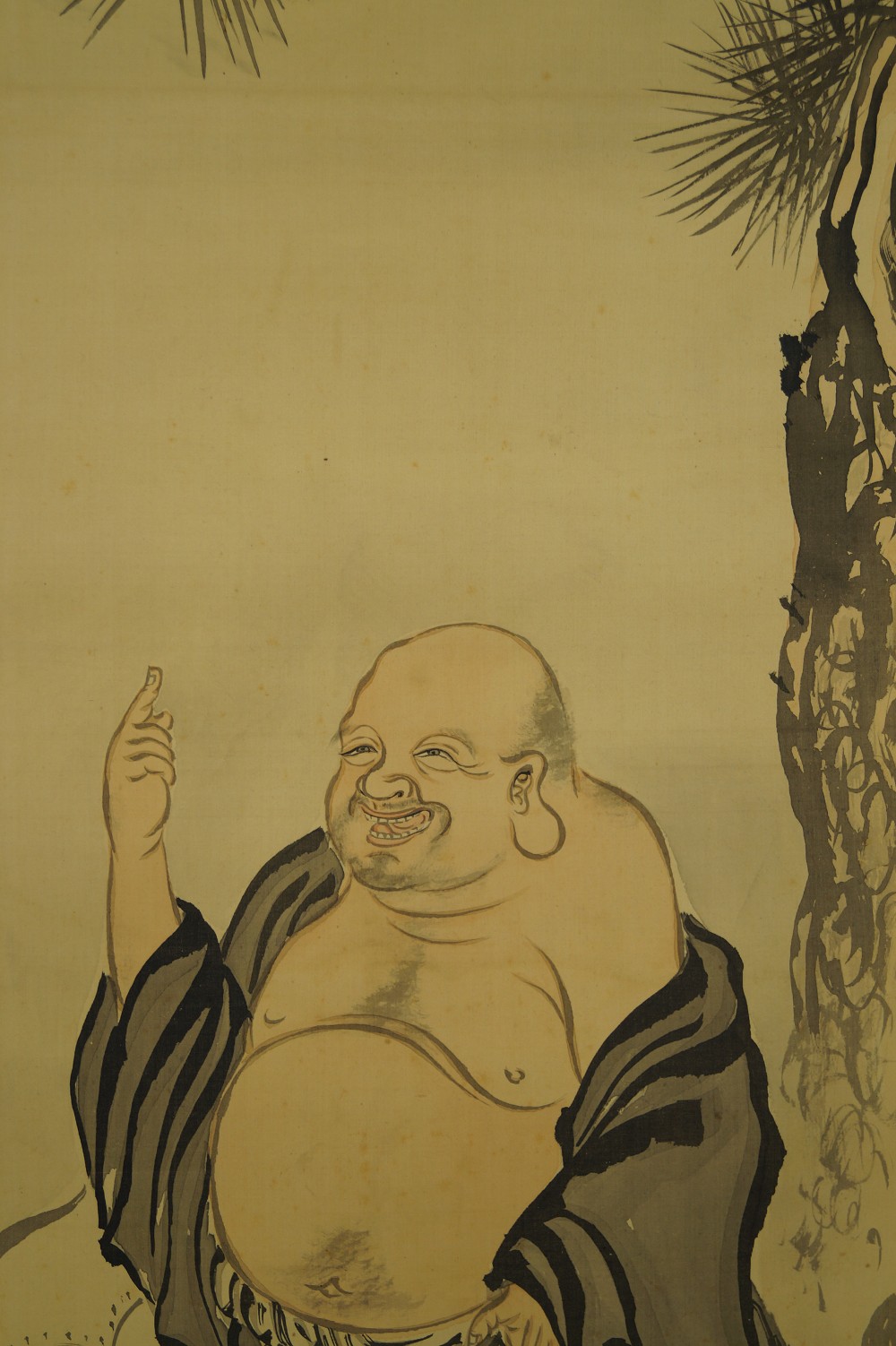Hotei Under the Pine Kakemono Hotei Motif Close-Up
