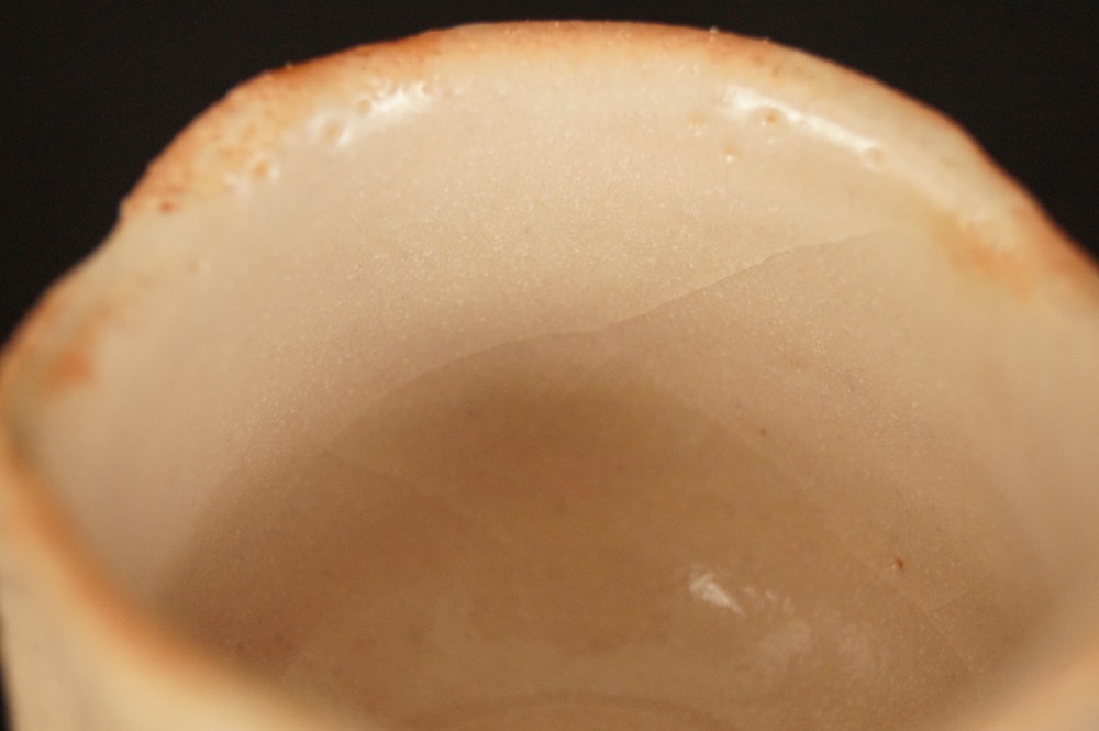 Interior glaze of the sake cup interior view close-up
