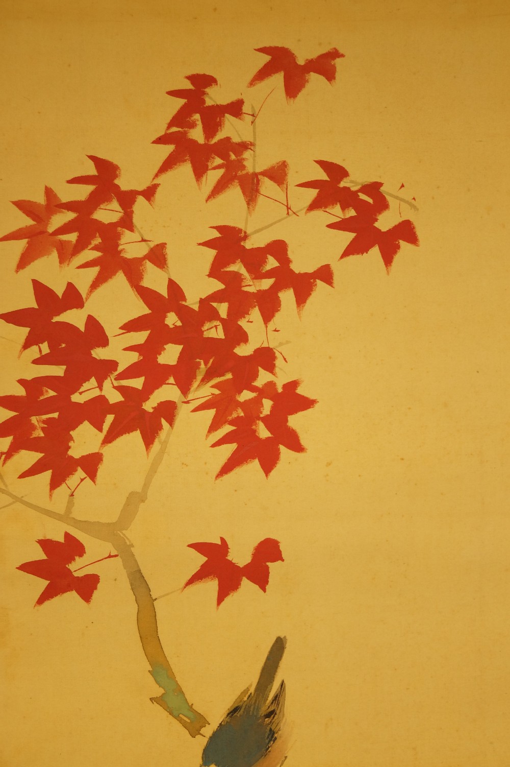 Sparrow on a Maple Branch by Yasuyama Tachiwaki Maple Leaves Close-Up 1