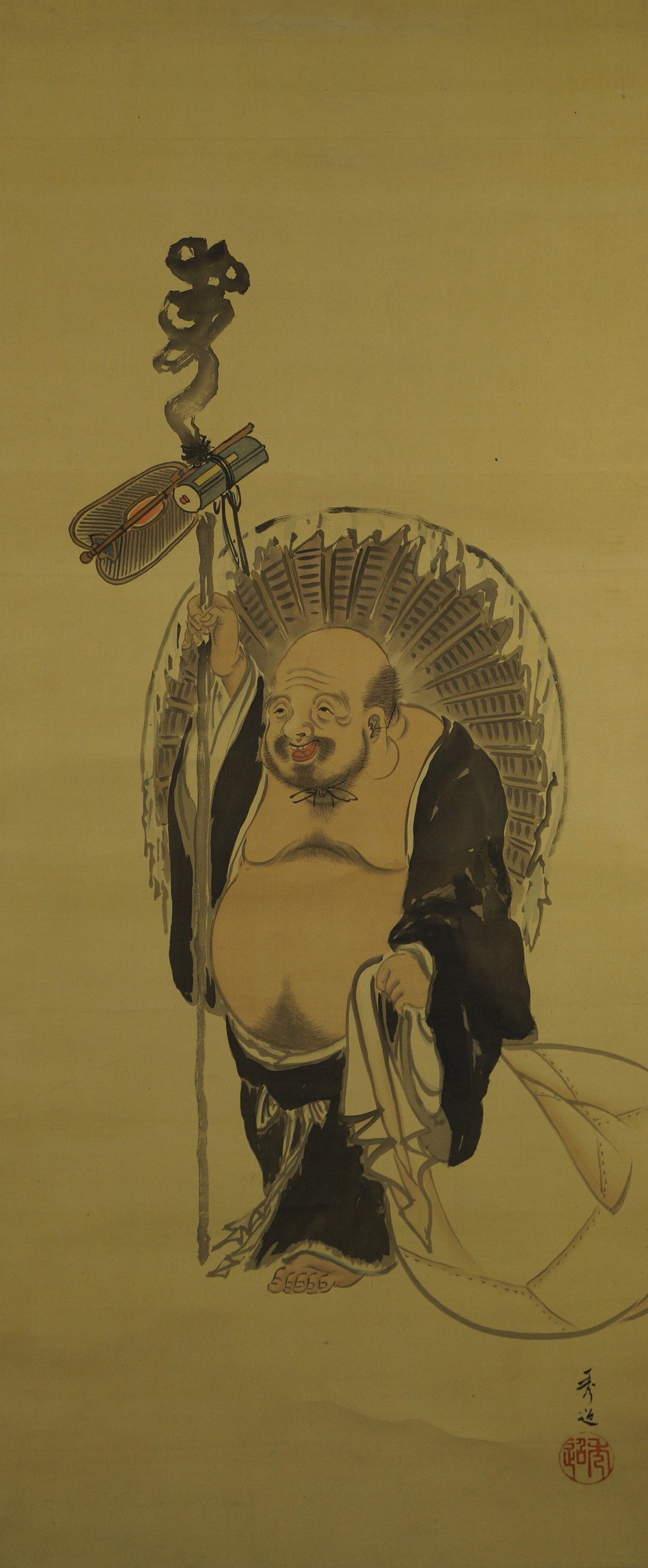 Hotei Hanging Scroll Full Motif Without Mounting
