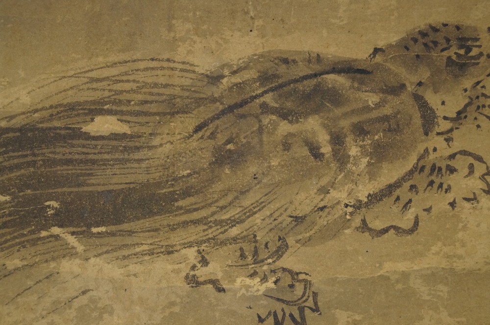 Jurojin hanging scroll turtle motif close-up