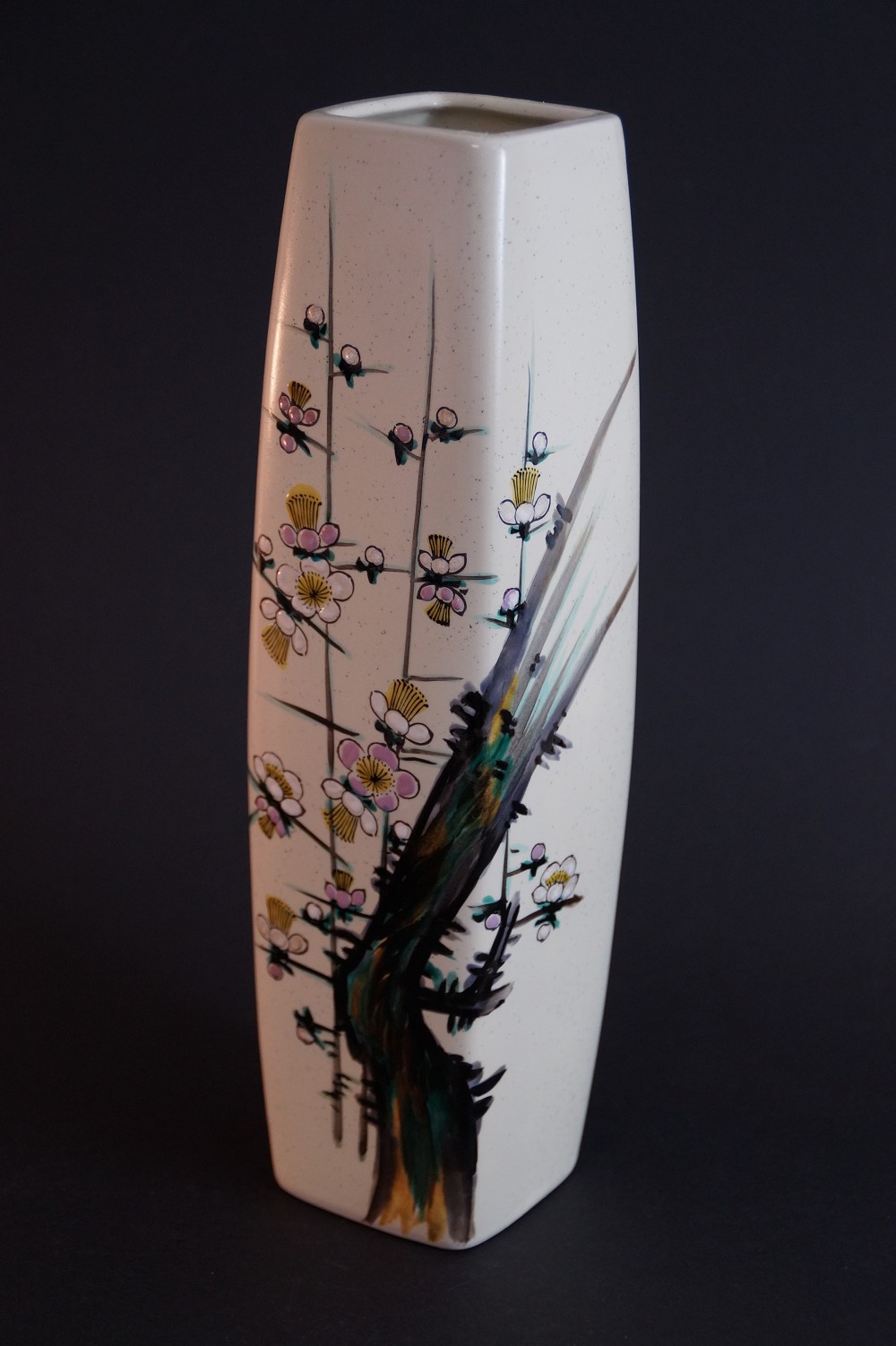 Kutani Vase with Plum Blossom Motif Front View