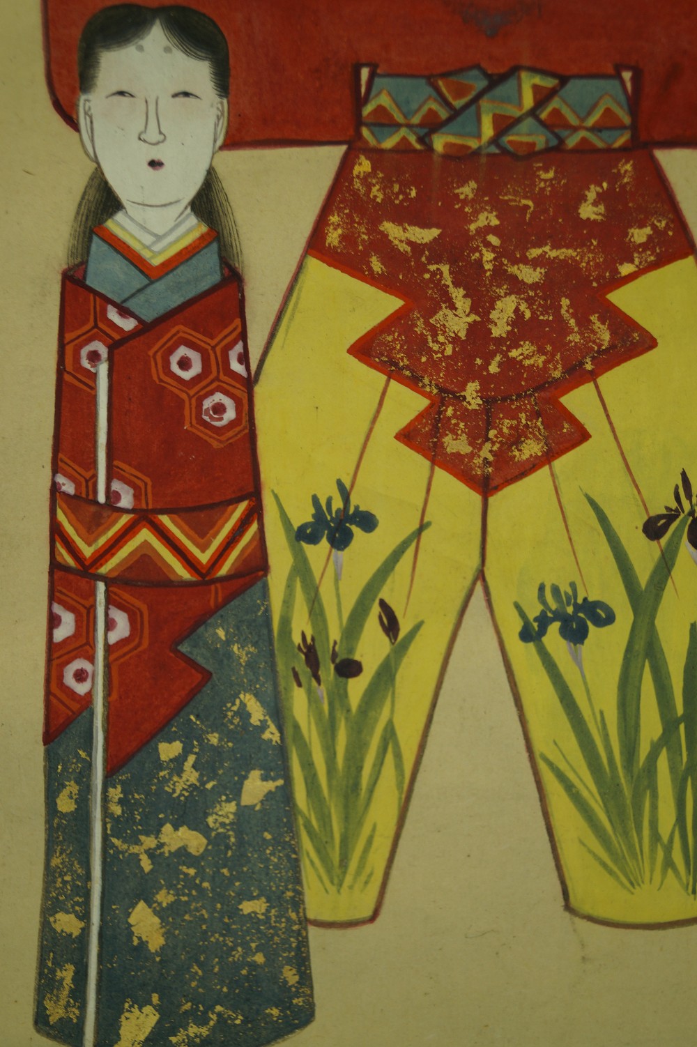 Hina Dolls with Plum Blossoms and Vase Robe Motif Close-Up