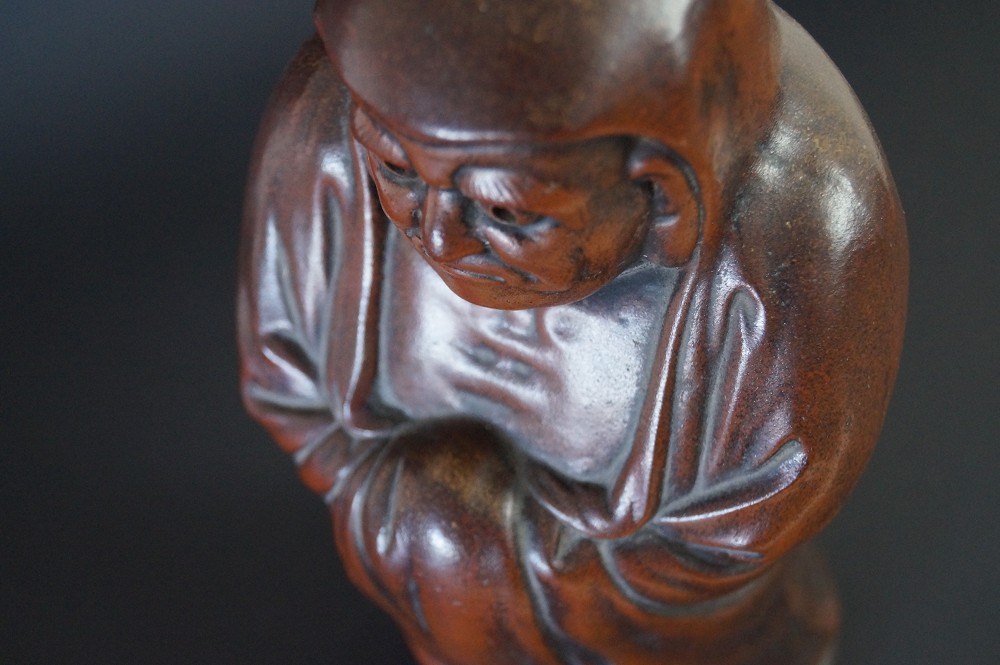 Daruma Figure Made of Bizen Ware Top View