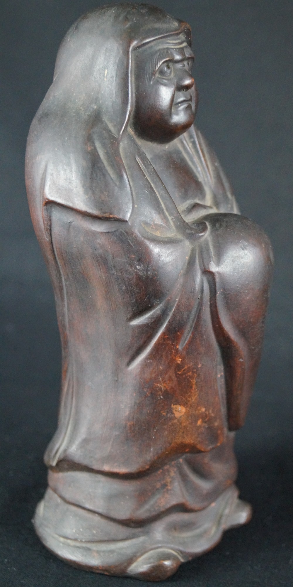 Bodhidharma Daruma fierce gaze Bizen ware side view 2