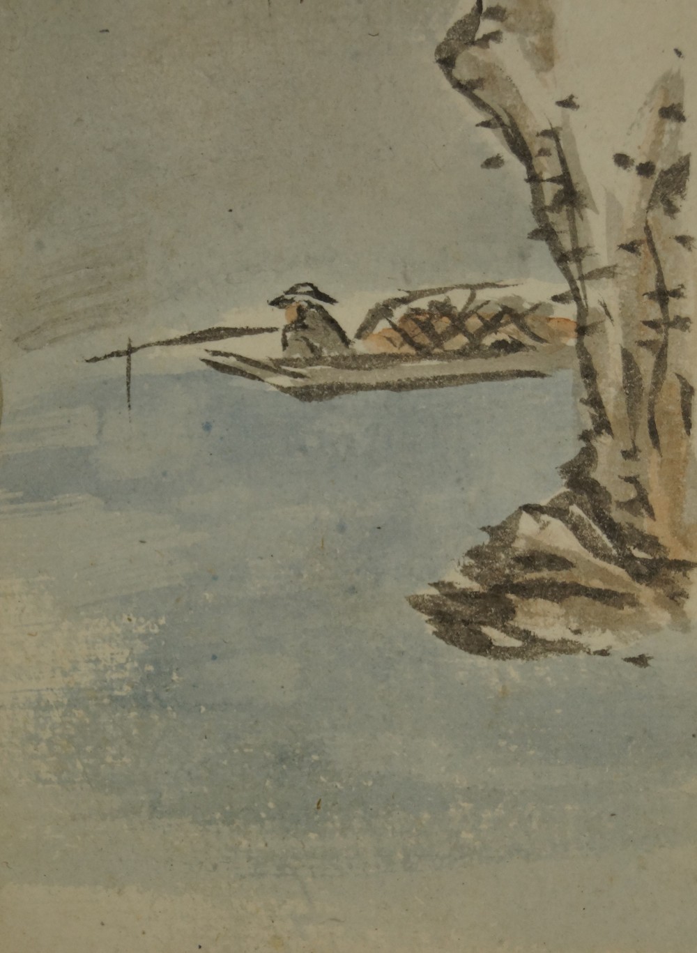 Japanisches Gemaelde Landschaft Boot Motiv Nahaufnahme 2
