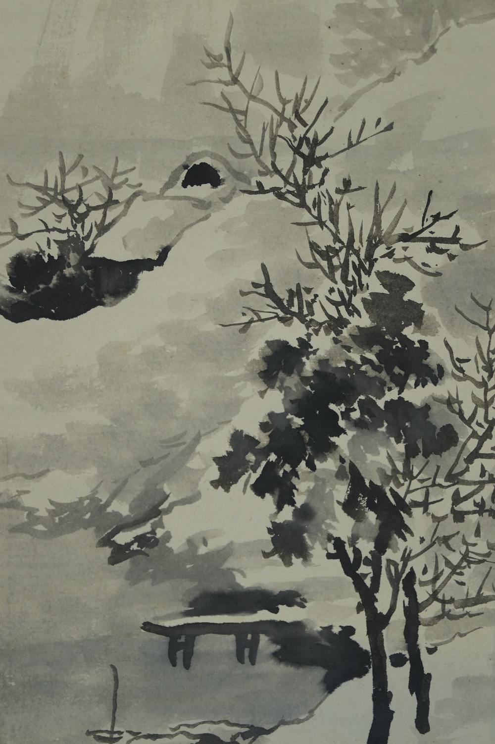 Landscape with Pavilion and Boat on the Shore Kakemono Pavilion and Boat Motif Close-Up