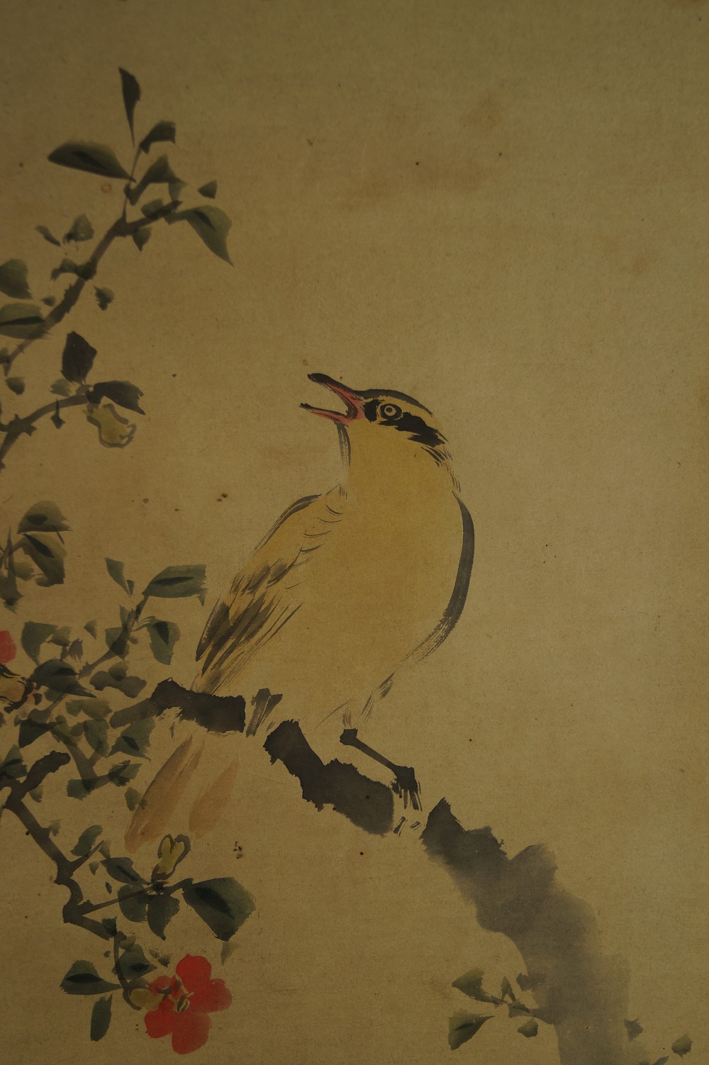 Japanisches Rollbild Set Vogel und Mondlandschaft Vogel Motiv Nahaufnahme 2