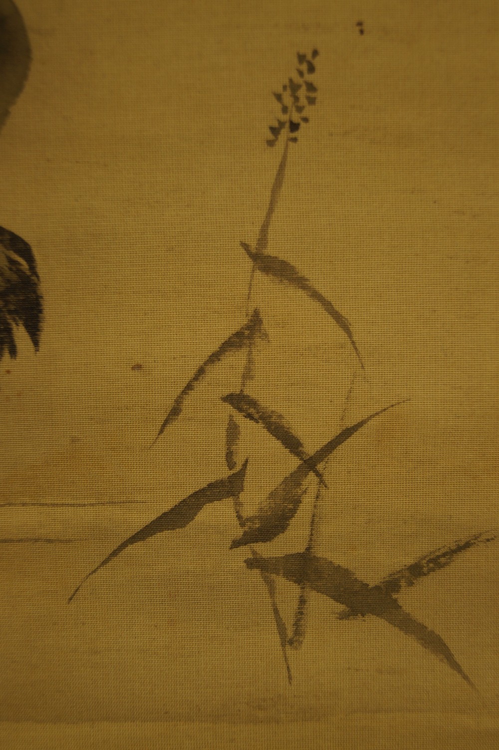 Japanisches Rollbild Fuji und Kraniche von Kano Yoshinobu Schilf Motiv Nahaufnahme