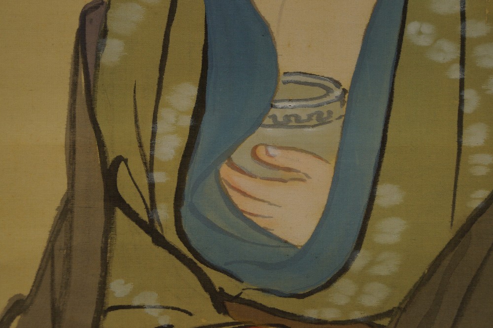 Small Clay Vessel Held in Hands Motif Close-Up