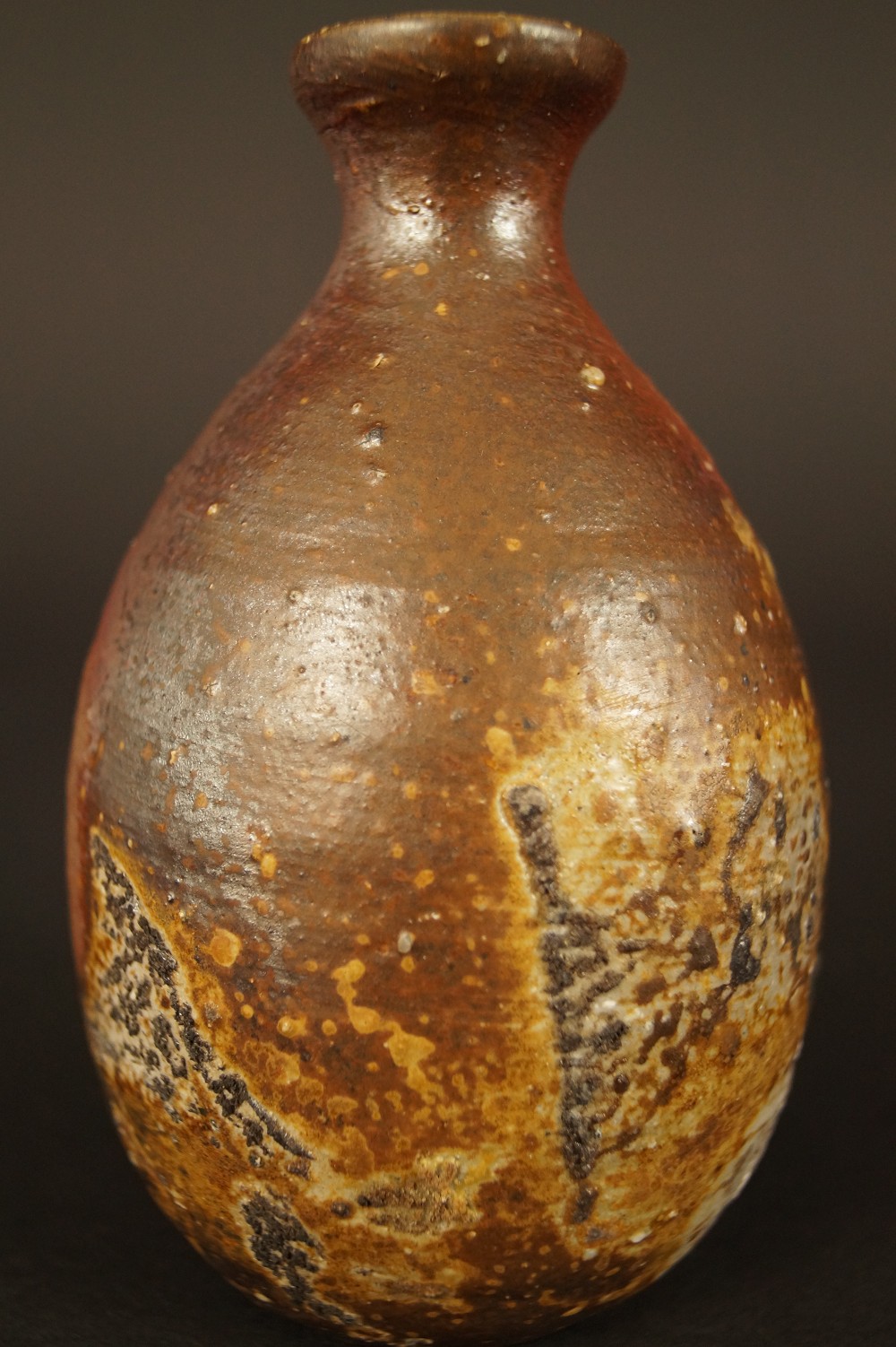 Tokkuri and Guinomi Made of Bizen Ware Tokkuri Back View