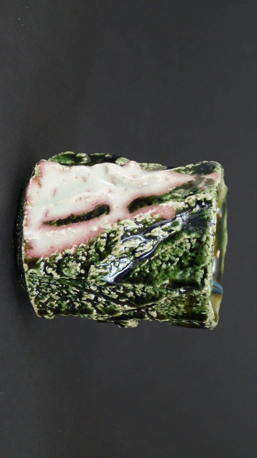 Additional View of the Yunomi Tea Bowl Made of Oribe Ware with White-Pink Glaze Section