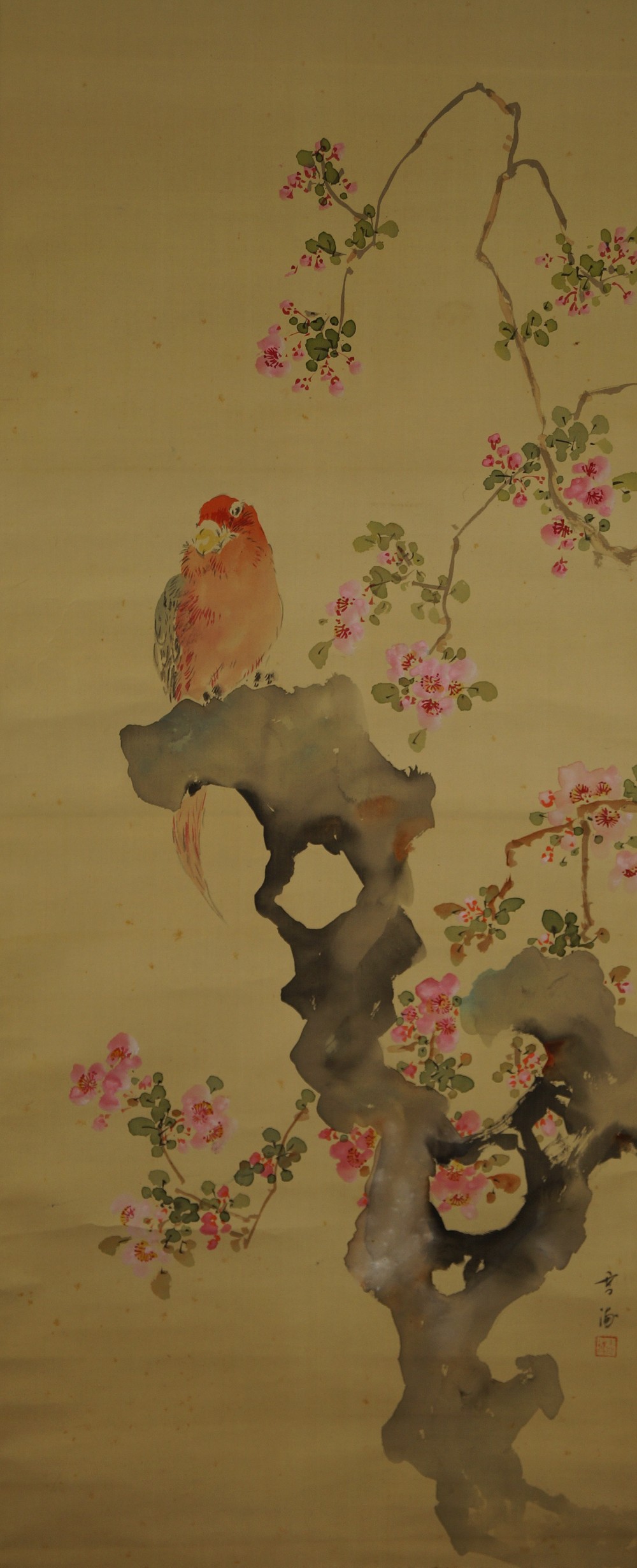 Parrot Hanging Scroll by Kaura Moriyama full motif without mounting