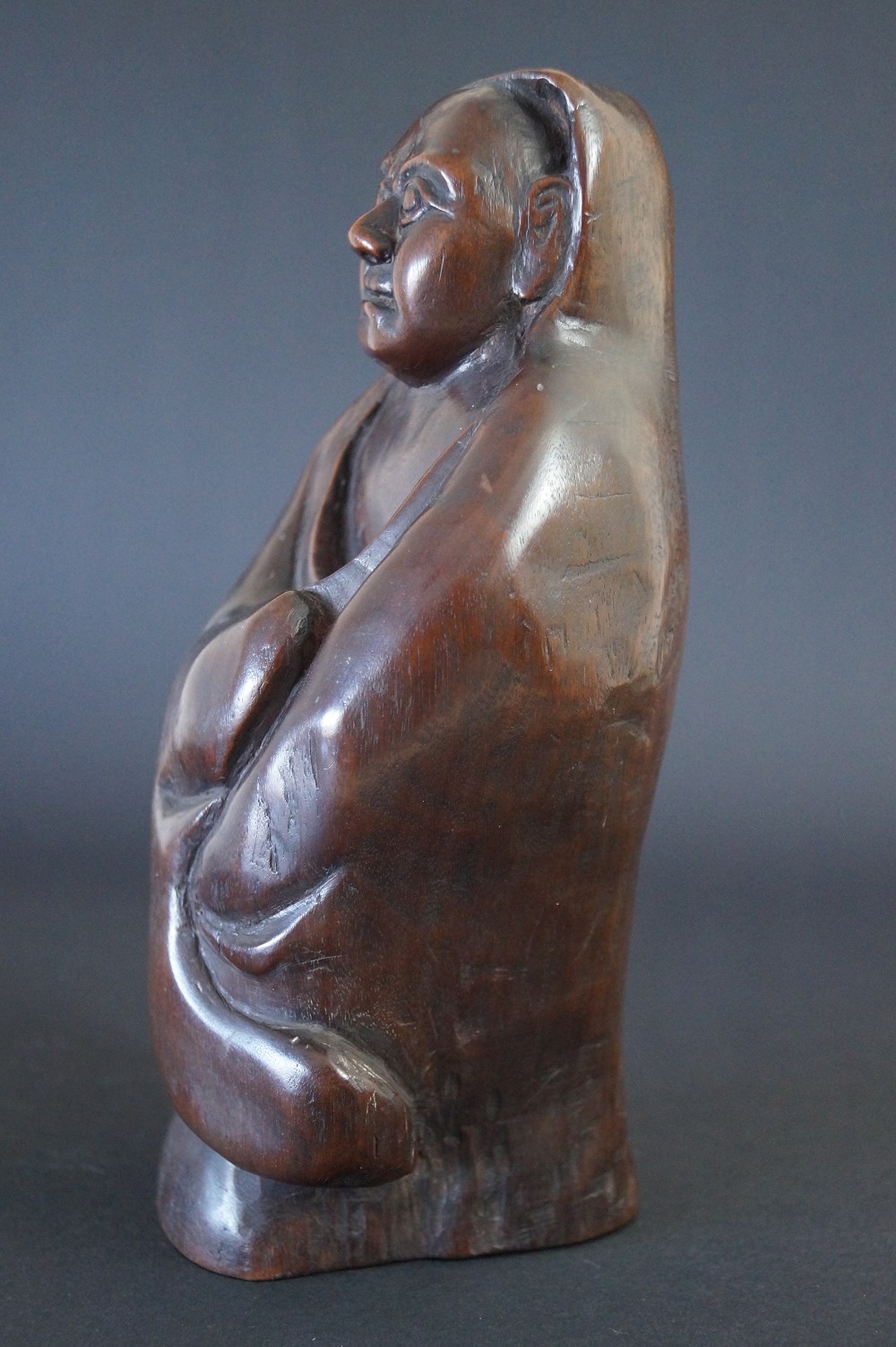 Bodhidharma Daruma figure of hardwood side view 2