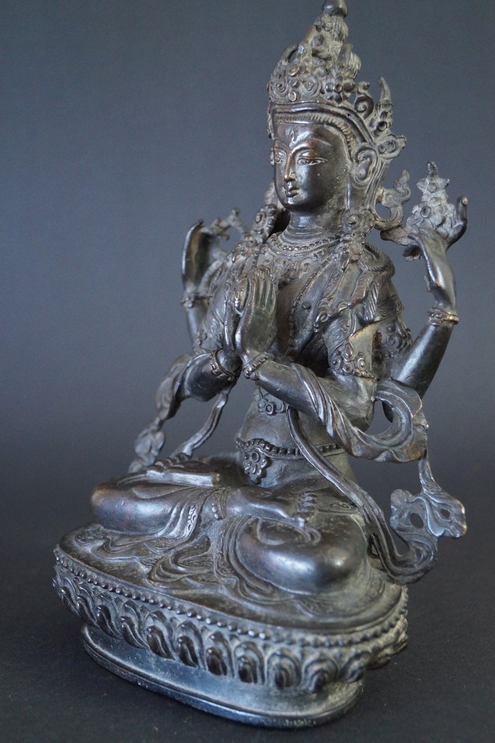 Nepalese Buddha Figure Made of Bronze Side View 1