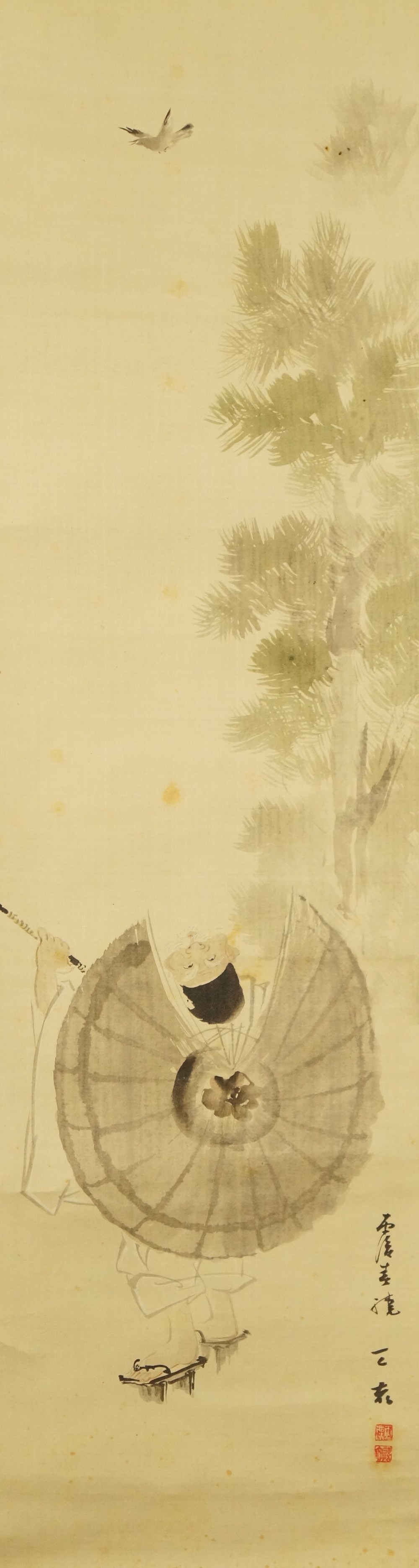 Sparrow Hanging Scroll Full Motif Without Mounting