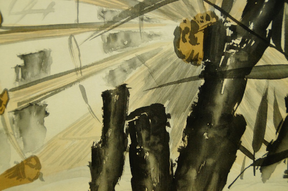 Sparrows at the Waterwheel by Noda Setsun Waterwheel Motif Close-Up