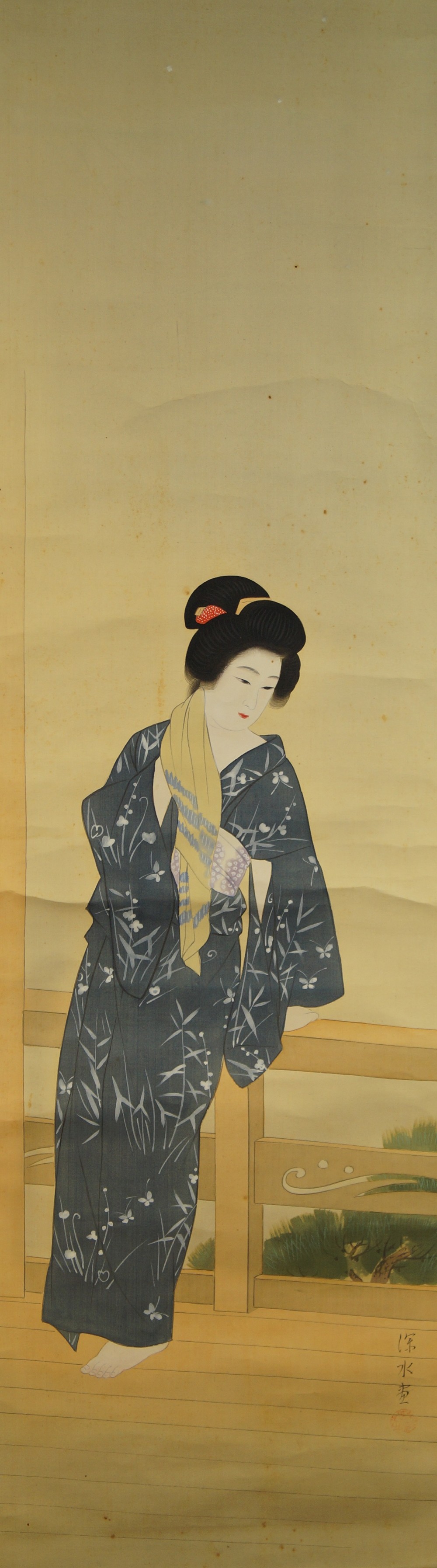Beauty in Kimono Overall Motif Without Framing