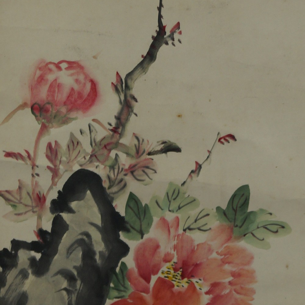 Peonies Hanging Scroll Motif Close-Up Preview