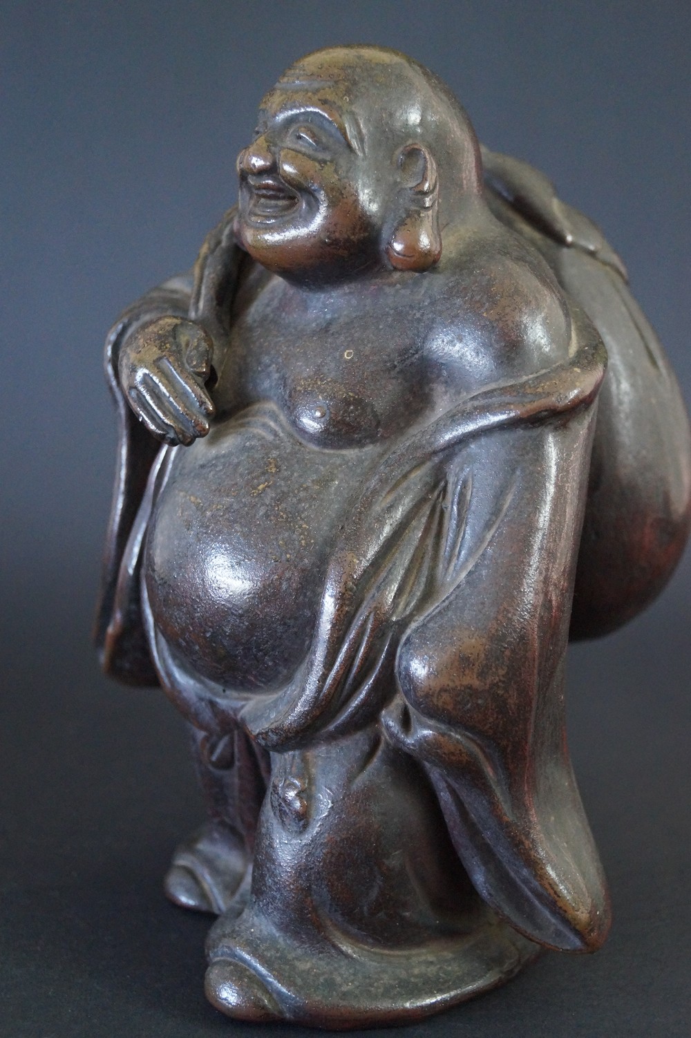 Hotei Figure Made of Bizen Ware Side View 1