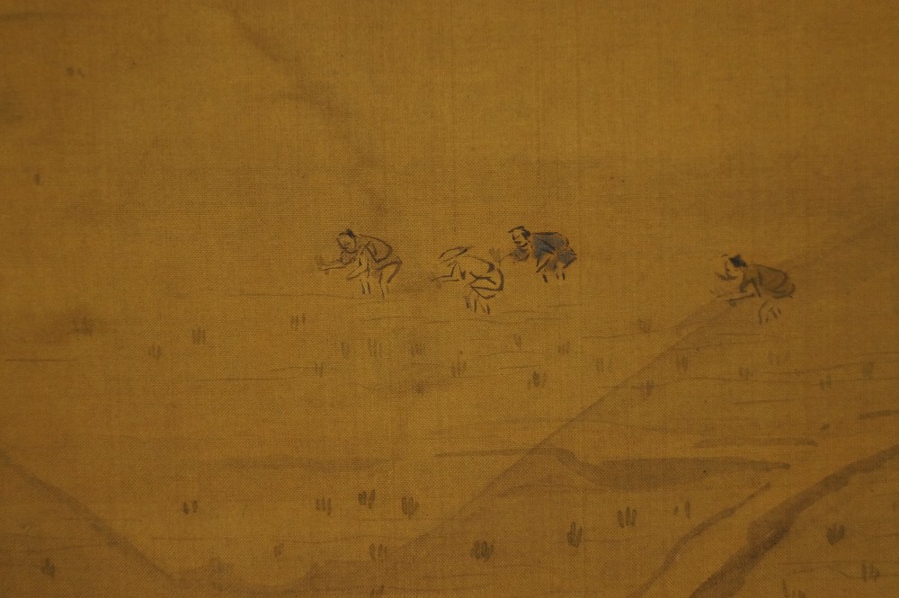 Fuji-San hinter Kiefernhuegel von Kano Naganobu Landschaft Nahaufnahme 2