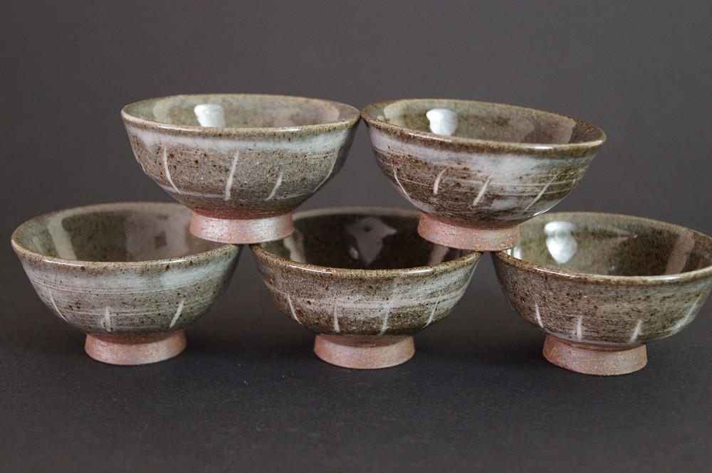 Sake Cup Set by Morioka Kisaragi Front View with Storage Box